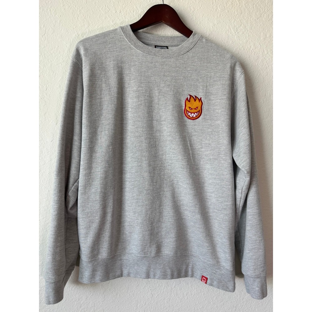 Spitfire Wheels Bighead Embroidered Crewneck Sweatshirt Gray Mens Medium